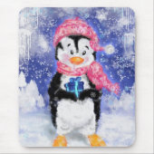 Tapis De Souris Happy Penguin - Noël - (Devant)