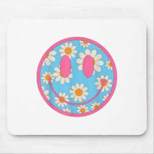 Tapis De Souris Happy Retro Daisy Smile Face Preppy Hommes esthéti