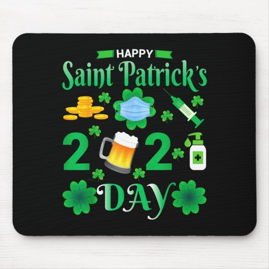 Tapis De Souris Happy Saint Patrick's Day 2024 Irish Shamrock Face (Devant)