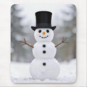 Tapis De Souris Happy Snowman In a Black Top Hat (Devant)