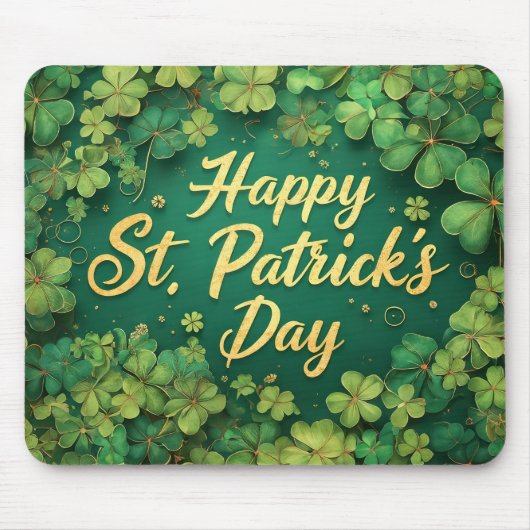 Tapis De Souris Happy St. Patrick’s Day Clover Design (Devant)