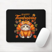 Tapis De Souris Happy Thanksgiving Cat Turkey Day Autumn Fall Men  (Avec souris)