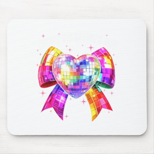 Tapis De Souris Happy Valentine's Day Coquette Disco Ball Heart Gi (Devant)
