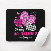 Tapis De Souris Happy Valentine's Day Leopard And Plaid Hearts Gir (Avec souris)