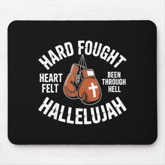 Tapis De Souris Hard Fought Hallelujah Boxing Gloves Christian Box (Devant)