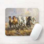 Tapis De Souris Harde de Cheval Galloping Mustang Peinture (Avec souris)