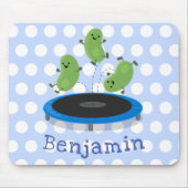 Tapis De Souris Haricots verts mignons sur dessin animé trampoline (Devant)
