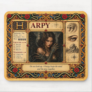 Tapis De Souris Harpie, Art du Bestiaire Médiéval