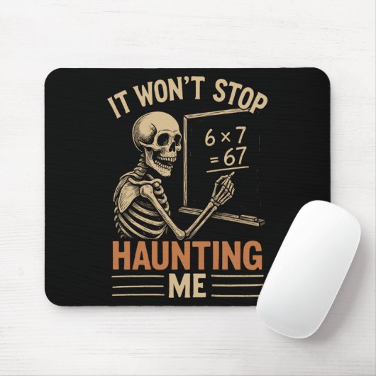 Tapis De Souris Haunted By 67 Skeleton Math Teacher Student Hallow (Avec souris)