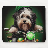 Tapis De Souris Havanese Dog Driving Bike St. Patrick's Day (Devant)