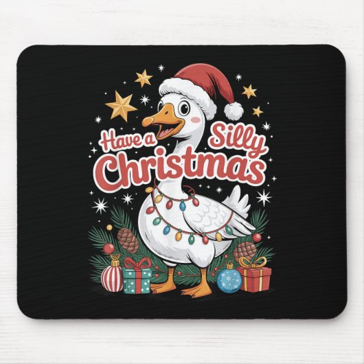 Tapis De Souris Have A Silly Christmas Funny Goose Santa Hat Light (Devant)