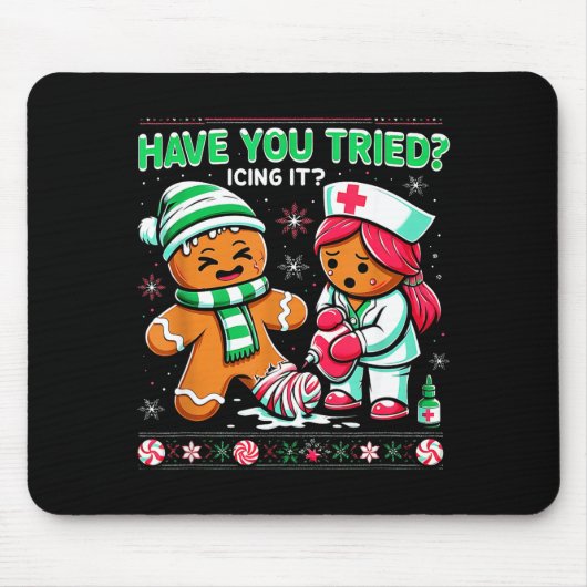 Tapis De Souris Have You Tried Icing It Gingerbread Icu Nurse Chri (Devant)