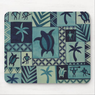 Tapis de souris hawaïen de guerrier de pétroglyp