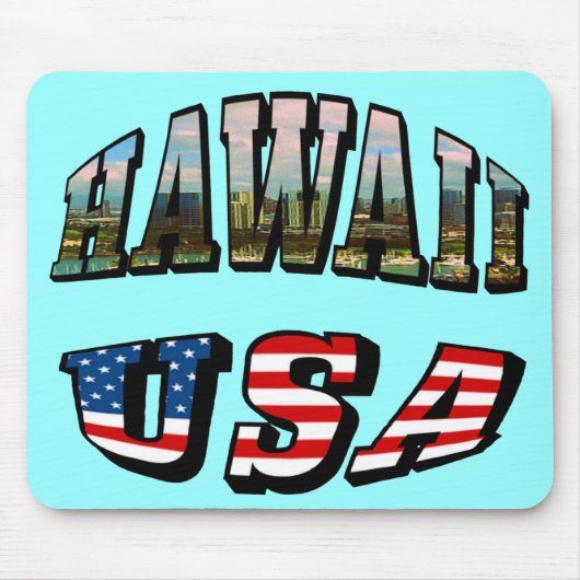 Tapis De Souris Hawaii Picture et USA Flag Text (Devant)