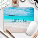 Tapis De Souris Hawaii Sandy Beach Blue Ocean Photo Nom personnali<br><div class="desc">Rappelez-vous l'odeur fraîche de sel de l'air marin chaque fois que vous utilisez cette superbe photo de couleur vibrante nom personnalisé mousepad. Découvrez et explorez la solitude d'une plage hawaïenne vide. Fait un grand cadeau pour quelqu'un spécial! Entrez simplement le nom de votre choix et vous pouvez facilement personnaliser cette...</div>
