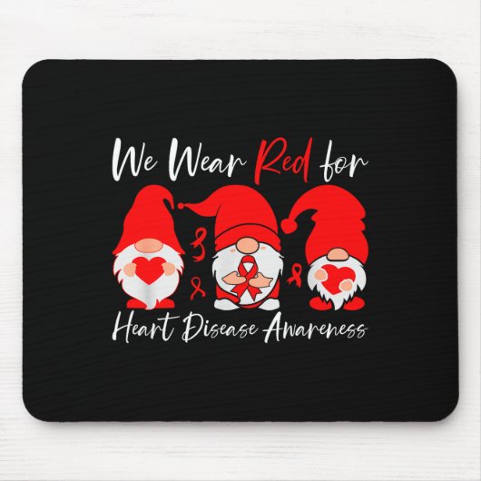 Tapis De Souris Heart Disease Awareness Gnome (Devant)
