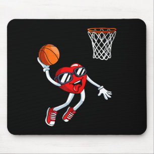 Tapis De Souris Heart Dunk Joueur de basket Valentines Jour Amour 