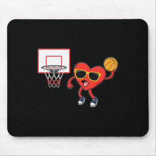 Tapis De Souris Heart Dunk Joueur de basket Valentines Jour Amour 