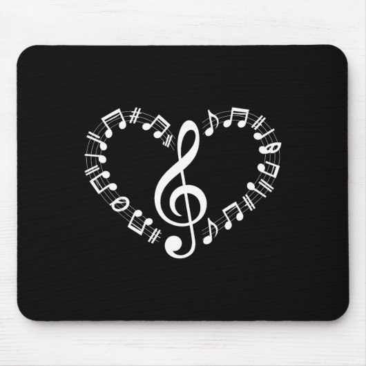 Tapis De Souris Heart Shape Musical Notes Music Lovers Happy Valen (Devant)