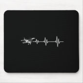 Tapis De Souris Heartbeat Flying Plane Pulse Line Retro Prop Aircr (Devant)
