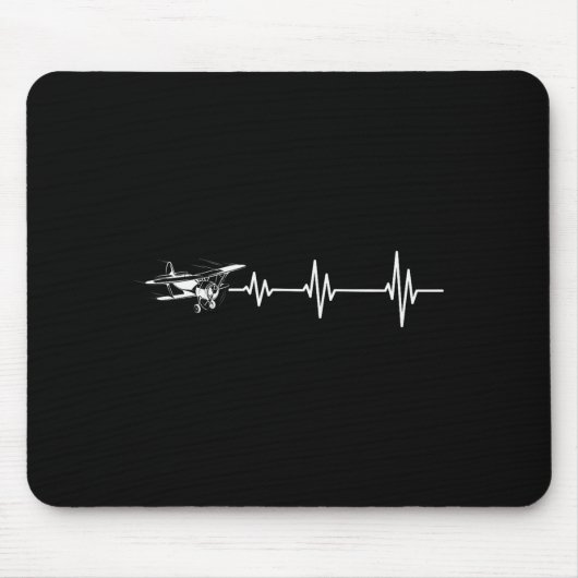 Tapis De Souris Heartbeat Flying Plane Pulse Line Retro Prop Aircr (Devant)