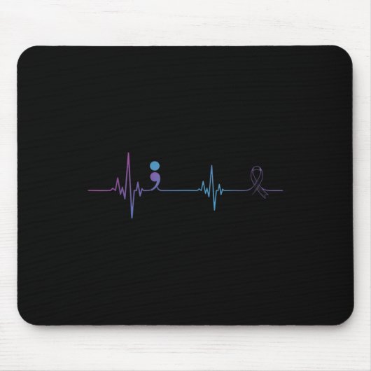 Tapis De Souris Heartbeat Semicolon Suicide Prevention Awareness  (Devant)