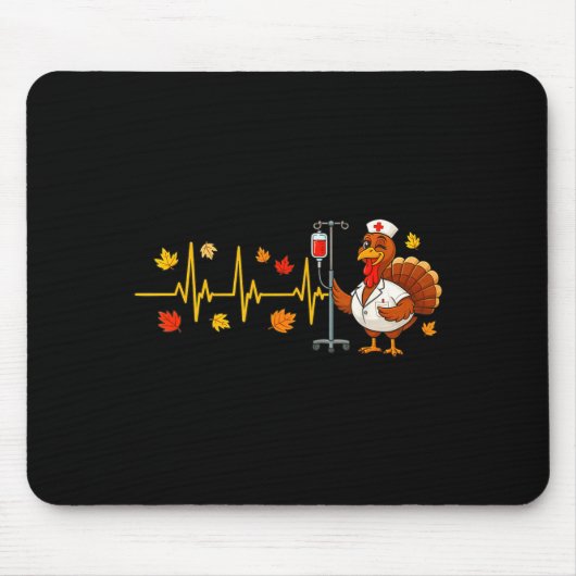 Tapis De Souris Heartbeat Turkey Funny Nurse Thanksgiving Fall Des (Devant)