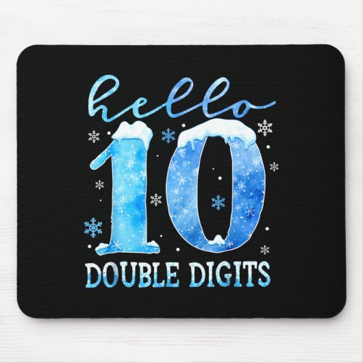 Tapis De Souris Hello 10 Double Digits Snowflakes Winter Christmas (Devant)