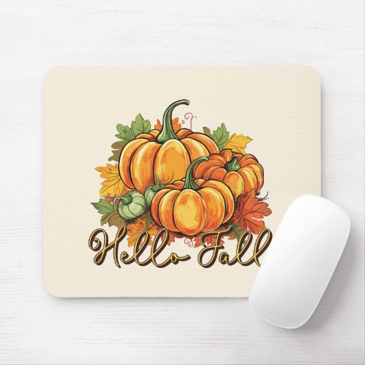 Tapis De Souris Hello Fall - Cosy Citrouille Patch (Avec souris)
