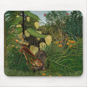 Tapis De Souris Henri Rousseau - Combat entre le tigre et le buffl