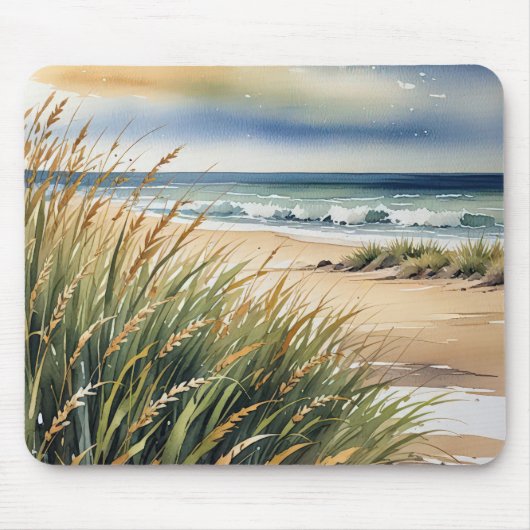 Tapis De Souris Herbe de plage à l'aquarelle (Devant)