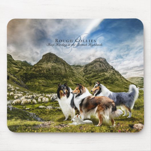 Tapis De Souris Herding des moutons Collies rugueux - Personnalisé (Devant)