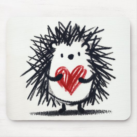 Tapis De Souris Hérisson avec Doodle Heart (Devant)