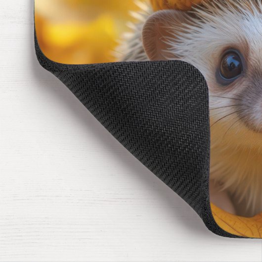 Tapis De Souris Hérisson Dans Les Feuilles Automnes (Coin)
