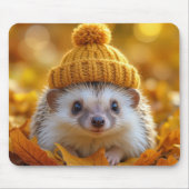 Tapis De Souris Hérisson Dans Les Feuilles Automnes (Devant)