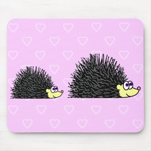 Tapis De Souris Hérisson mignon Mousepad de maman et de bébé (Devant)