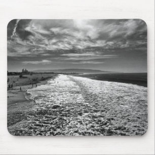 Tapis De Souris Hermosa Beach, photo en noir et blanc