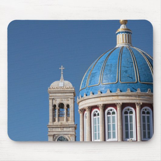 Tapis De Souris Hermoupolis, île de Syros, Grèce. Dôme bleu de (Devant)