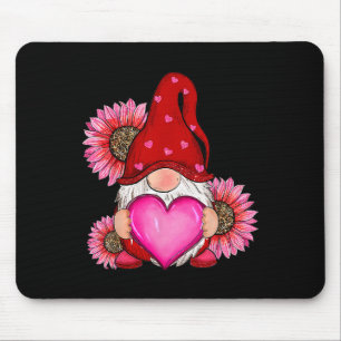 Tapis De Souris Heureuse Sainte-Valentin Gnome Avec Tournesol Léop