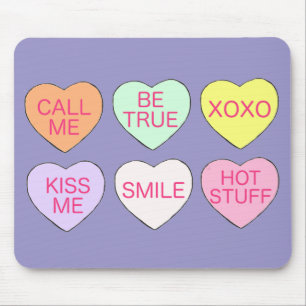 Tapis De Souris Heureuse Sainte-Valentin Pastel Candy Hearts Amour
