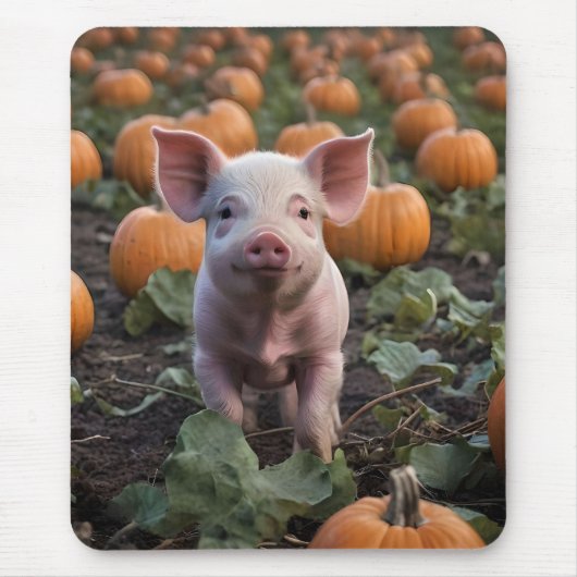 Tapis De Souris Heureux Comme Un Cochon Bébé Dans Un Patch Citroui (Devant)
