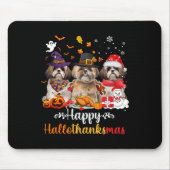 Tapis De Souris Heureux Hallothanksmas Chih Tzu Chien Halloween Ch (Devant)