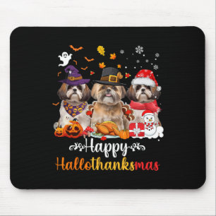 Tapis De Souris Heureux Hallothanksmas Chih Tzu Chien Halloween Ch