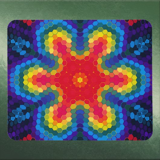 Tapis De Souris Hex Mandala Red Yellow and Blue