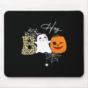 Tapis De Souris Hey Boo mignon Citrouille fantôme face Halloween