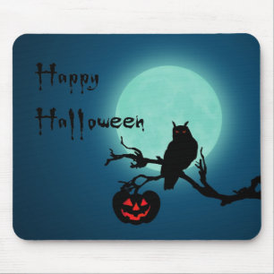 Tapis De Souris Hialloween Night Citrouille Owl