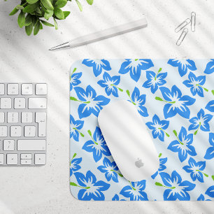Tapis De Souris Hibiscus Bleu, Fleurs Bleues, Motif De Fleurs