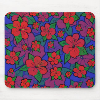 Tapis De Souris Hibiscus Fleurs Bleu