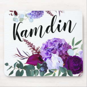 Tapis De Souris Hibiscus personnalisées Souris Lavande sur Whit
