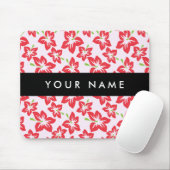 Tapis De Souris Hibiscus Rouge, Fleurs Rouges, Votre Nom (Avec souris)